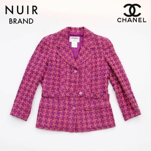 シャネル CHANEL ジャケット ツイード ココボタン ウール パープル