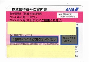 【番号通知のみ】ANA株主優待券　1枚　5月31日迄 