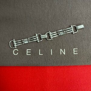 極 美品 CELINE セリーヌ ヴィンテージ ホースビット シルバーメッキ ブレスレット バングル アクセサリー レディース メンズ pgd85-9