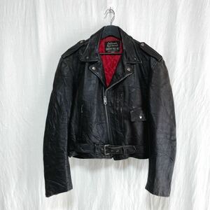 60s Sears Dポケ レザー ダブル ライダースジャケット ベルト付き 42 シアーズ ヴィンテージ ヘラクレス 40s50s