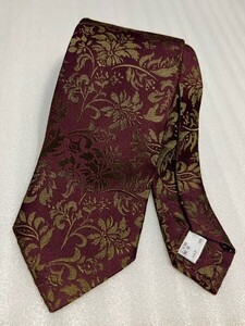 極美品◆Paul Smith COLLECTION◆ボタニカル織柄バーガンディブラウン系ネクタイ◆花柄◆赤茶系◆イタリア製◆ポールスミス コレクション