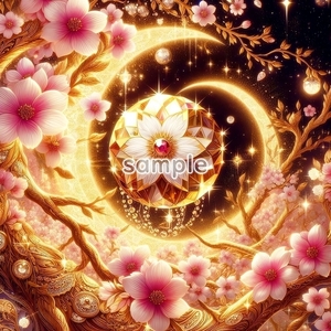 A3 350dpi 宝石花 黄金 05 オリジナル絵イラスト著作権フリー画像素材 38P Flower gold 05 Original picture image material copyrightfree