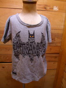 全国送料無料 バットマン BATMAN ベビードール BABY DOLL 子供服キッズBIGプリント半袖グレーTシャツ 120