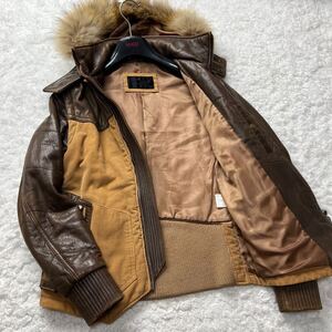 【驚愕の4way!!】LIUGOO LEATHERS リューグーレザー レザージャケット ブルゾン 切替 コーデュロイ 羊革 ラクーンファー 極暖 M