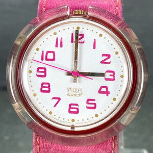 SWATCH スウォッチ POP ポップ FRAMBOISE PMV100 腕時計 アナログ クオーツ 3針 ホワイト文字盤 ピンク 新品電池交換済み 動作確認済み