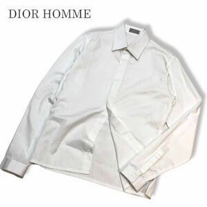 国内正規品 DIOR HOMME ディオールオム 3HF1059303 長袖コットン ドレス shirt カッターシャツ ビジネス ホワイト 37 メンズ イタリア製
