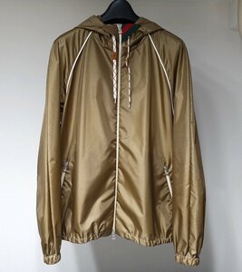 22AW 定価24.2万 新品同様 極美品 GUCCI グッチ ナイロンサテン ジャケット ブルゾン 692937 ウェビング ベージュ系 メンズ 54