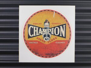 ◆送料\110◆【CHAMPION SPARK PLUGS・チャンピオン】※《ガレージステッカー・丸型》　アメリカン雑貨　モーター レーシング