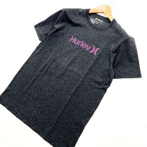 ハーレー ☆ Hurley 半袖 Tシャツ コットン ポリ パープル ロゴ ダークグレー Lサイズ マリン スポーツ ストリート アウトドア ■S382