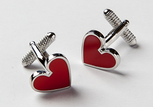 ★カフスボタン ONYX-ART LONDON 　CK291 HEARTS Cufflinks　恋のときめき真っ赤なハートです!!・・(^_-)-☆