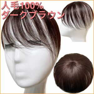 【高級人毛100％】つむじカバーロング ヘアピース ダークブラウン ウィッグ