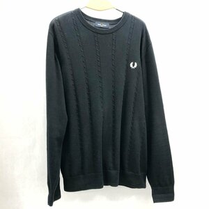 FRED PERRY フレッドペリー K2554 タック編みガンジーセーター サイズ L 黒 ブラック BLK メンズ ニット セーター ブランド トップス