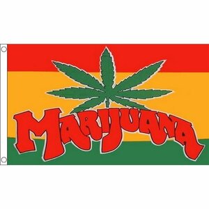 海外限定 マリファナ大麻ヘンプラスタカラー 貴重 大フラッグ