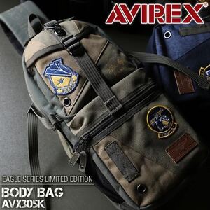 アビレックス バッグ トップガン2 ボディバッグ メンズ アヴィレックス AVIREX 限定モデル 男女兼用 TOPGUN2 AVX305K EAGLE カーキ