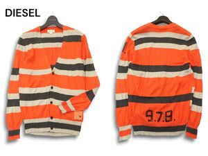 美品★ DIESEL ディーゼル 通年 ボーダー★ コットン ニット カーディガン Sz.S　メンズ　A4T11627_B#O