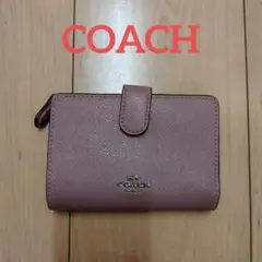 COACH コーチ 二つ折り財布 ウォレット ピンクベージュ レディース