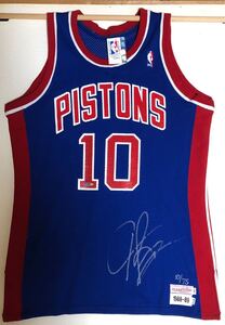 【dennis rodman(ロッドマン)】PISTONS mitcheel & ness jersey 直筆サイン入り(AUTO) ★10/75 upperdeck鑑定書付★