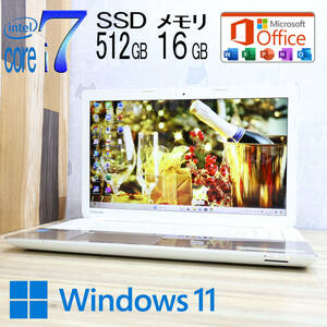 ★中古PC 最上級4世代4コアi7！新品SSD512GB メモリ16GB★T554/76LG Core i7-4700MQ Webカメラ Win11 MS Office2019 H&B★P68887