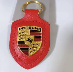 キーホルダー　PORSCHE ポルシェ クレスト キーホルダー　箱付いていない　レッド　赤