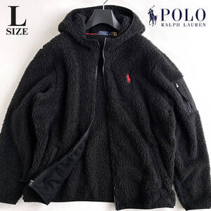 【新品 タグ付き】ラルフローレン ボアジャケット Lサイズ フリース フード ブラック メンズ 秋冬 POLO RALPH LAUREN