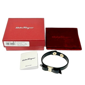 【箱付き】 Salvatore Ferragamo サルヴァトーレフェラガモ レザー GP ヴァラリボン ブレスレット ブラック 271168 ブレスレット