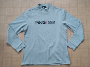 即決 PING GOLF 長袖モックネックシャツ グレー LLサイズ ピンゴルフ