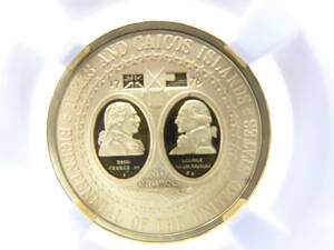 1976年 イギリス領 タークス・カイコス諸島 アメリカ建国200周年記念 50クラウン 金貨 PF68UC アンティークコイン 送料無料