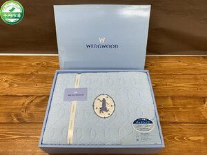【Y-9737】未使用 WEDGWOOD ウエッジウッド キルトパッドシーツ 100×205cm ブルー系 水色系【千円市場】