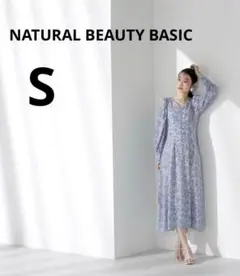 ⭐新品⭐NATURAL BEAUTY BASIC　アートフラワー　ワンピース　S