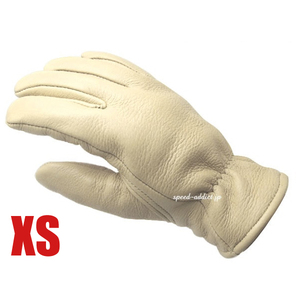 CHURCHILL GLOVE CREAM XS/チャーチルグローブクリーム白white裏地なし鹿革ディアスキン本革春用夏用春夏用秋定番バイク用手袋男性用メンズ