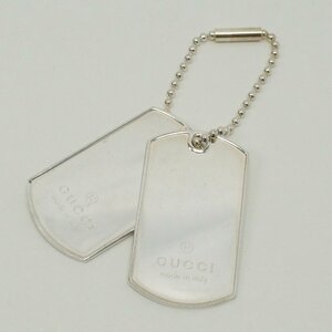 中古 GUCCI グッチ タグプレート ダブルプレート シルバー キーホルダー 重量42.3g