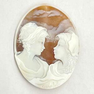 ☆シェルカメオ 重量10.5g☆彫刻 サイン入り ルース 貴婦人 CAMEO S5053