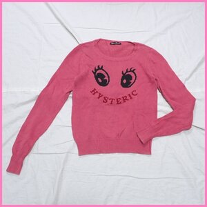 ★HYSTERIC GLAMOUR/ヒステリックグラマー 長袖ニット FREE/メンズXS相当/ピンク/ロゴ/コットン×リネン/セーター&1016900041