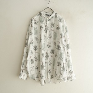 【2023/定価3.5万】パドカレ pas de calais *Wild Flower Plint 長袖ブラウス*36シャツ総柄フラワー花柄(33-2412-515)【12A52】