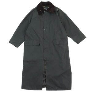 美品△Barbour バブアー コットン100% 希少 裏地一部チェック オイルド ワックス ロング コート オリーブ 40 ブルガリア製 正規品 メンズ