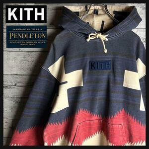 【希少コラボ】KITH ペンドルトン☆ ボックスロゴ ネイティブ柄パーカー