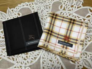 未使用 BURBERRY バーバリー ハンカチ2枚セット チェック柄（オレンジ茶系） 他　 服飾小物