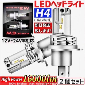 ZESチップ H4 LED ヘッドライト バルブ 2個セット Hi/Lo 16000LM 12V 24V 6000K ホワイト 車 バイク 車検対応 明るい 高輝度 爆光 送料無料