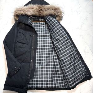 BURBERRY BLACK LABEL バーバリーブラックレーベル 2way ダウン ロングコート ダウンジャケット ラクーンファー ノバチェック ブラック L