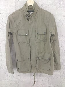 ◇ MOUSSY マウジー リネン混 牛革 カウレザー 長袖 ジップアップ ジャケット 2 カーキ #