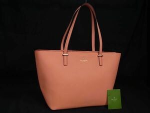 1円 ■美品■ kate spade ケイトスペード PXRU4545 レザー トートバッグ ショルダー 肩掛けかばん レディース サーモンピンク系 AX7519