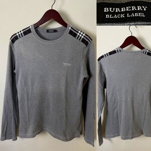 ★【国内正規品 名作】BURBERRY BLACK LABEL バーバリー ブラックレーベル ホースマーク刺繍 ブラックレーベルチェック ロンT Tシャツ 2