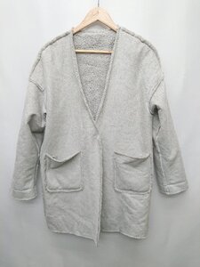 ◇ natural couture ボア スウェード調 フロントボタン 長袖 リバーシブル コート サイズF グレー レディース P