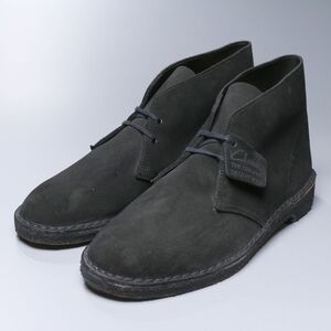 W2997//イングランド製*クラークス/Clarks*メンズ9/デザートブーツ/チャッカブーツ/プレーントゥ/ショートブーツ/革靴/黒/ブラック