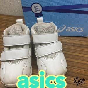 ベビー靴 ◆ asics ◆ ベビーシューズ スニーカー 14cm 白 ゴールド ◆ アシックス ◆ 男の子 女の子 箱入り