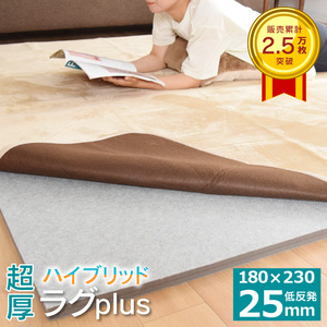 下敷きラグ ラグマット 3,000円値下げ中 厚手 極厚 3畳 180×230cm カーペット ウレタン 低反発 高反発 滑り止め リバーシブル ラグプラス