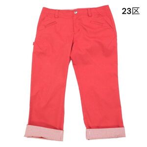 23区 SPORT スポーツ 春夏 チェック使い♪ ストレッチ スラックス パンツ Sz.64　レディース ゴルフ 日本製　K4B00352_4#P