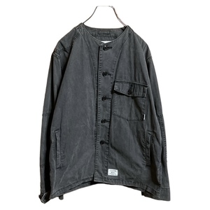 WTAPS ダブルタップス ノーカラー ミリタリー シャツジャケット SCOUT LS SHIRT 181WVDT-SHM02 ブラック サイズ:02 