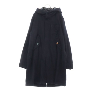 UNDERCOVER アンダーカバー 23SS Boiled wool mod coat フードレザー切替 ウール モッズコート ネイビー UC2B9303