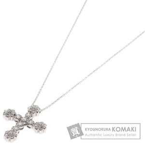 STAR JEWELRY スタージュエリー ダイヤモンド クロス ネックレス K18ホワイトゴールド レディース 中古